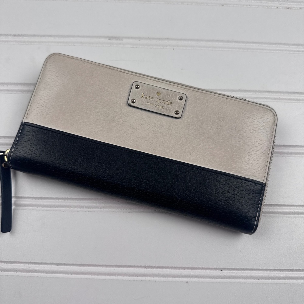 Kate Spade Women's Colorblock Black Beige Wallet Zip Around